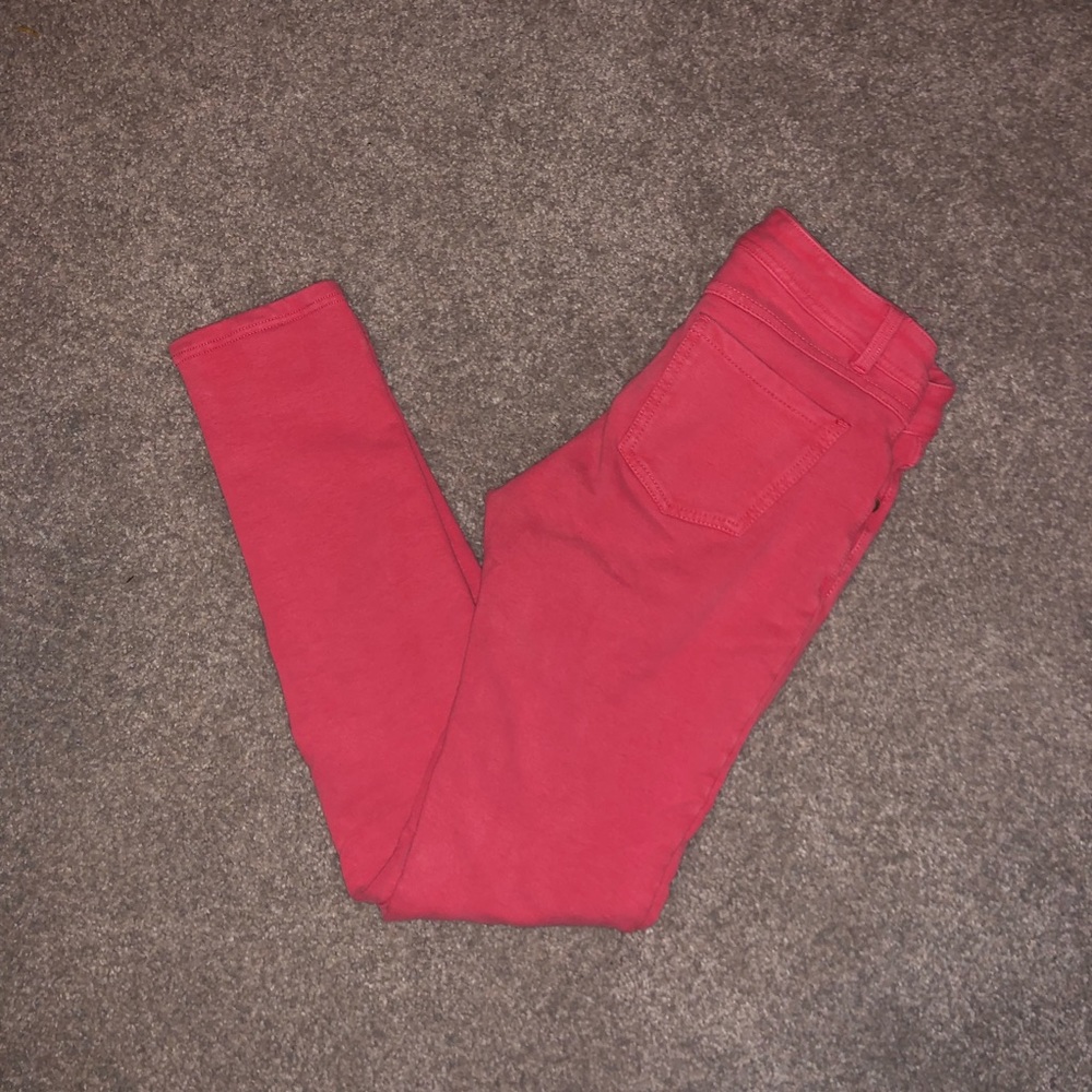 Salmon pink skinny jeggings